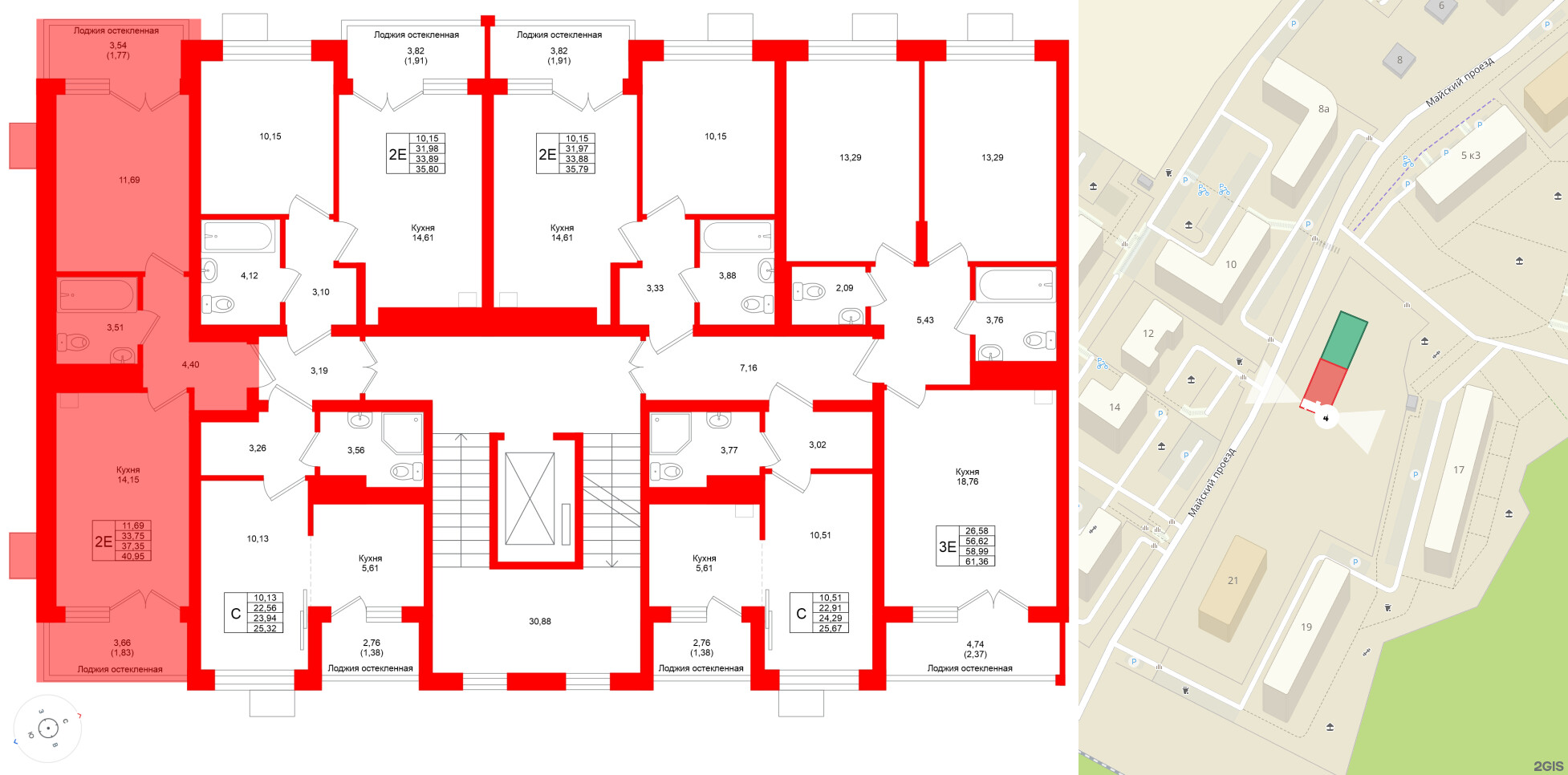 Квартира в ЖК Lake City-4, 1 комнатная, 37.35 м², 2 этаж