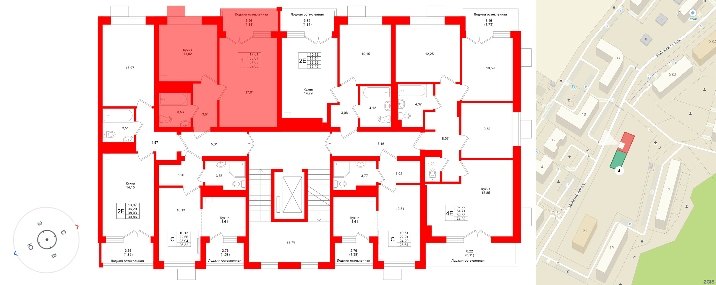Квартира в ЖК Лэйк Сити-4, 1 комнатная, 37.05 м², 5 этаж