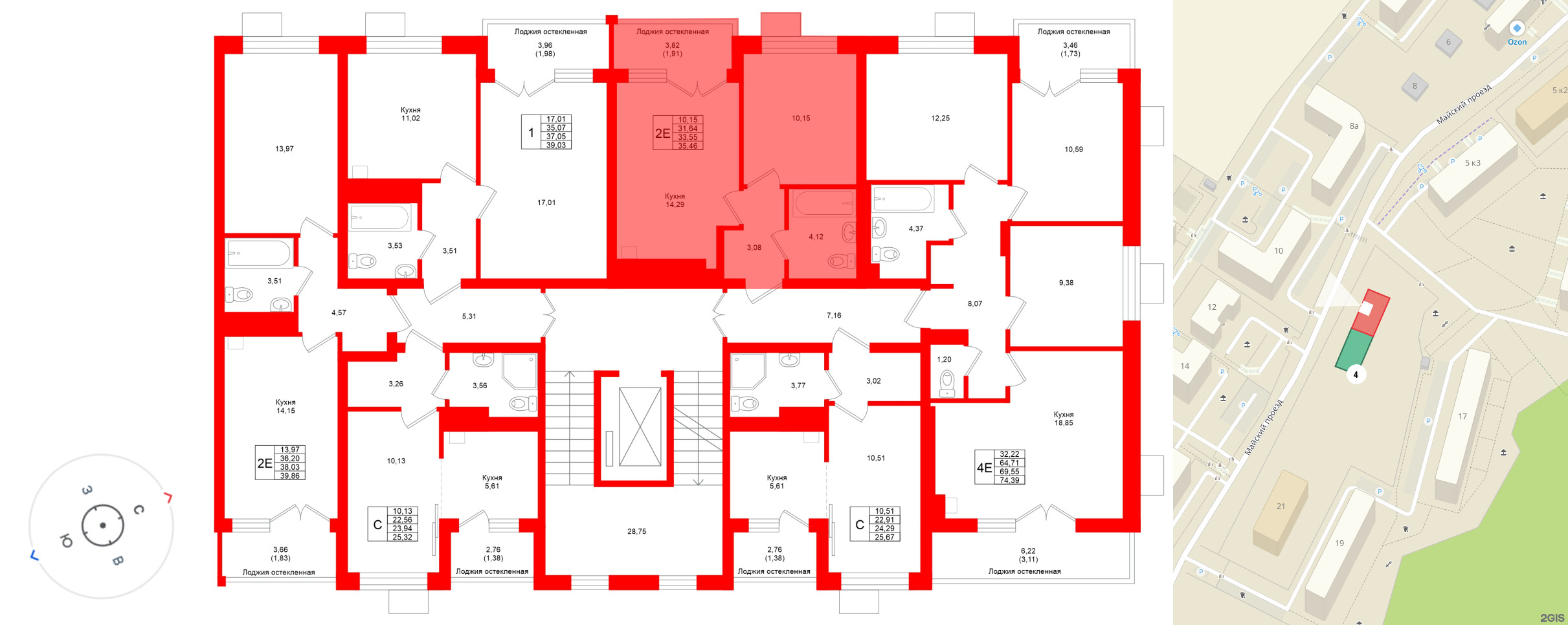 Квартира в ЖК Лэйк Сити-4, 1 комнатная, 33.55 м², 5 этаж