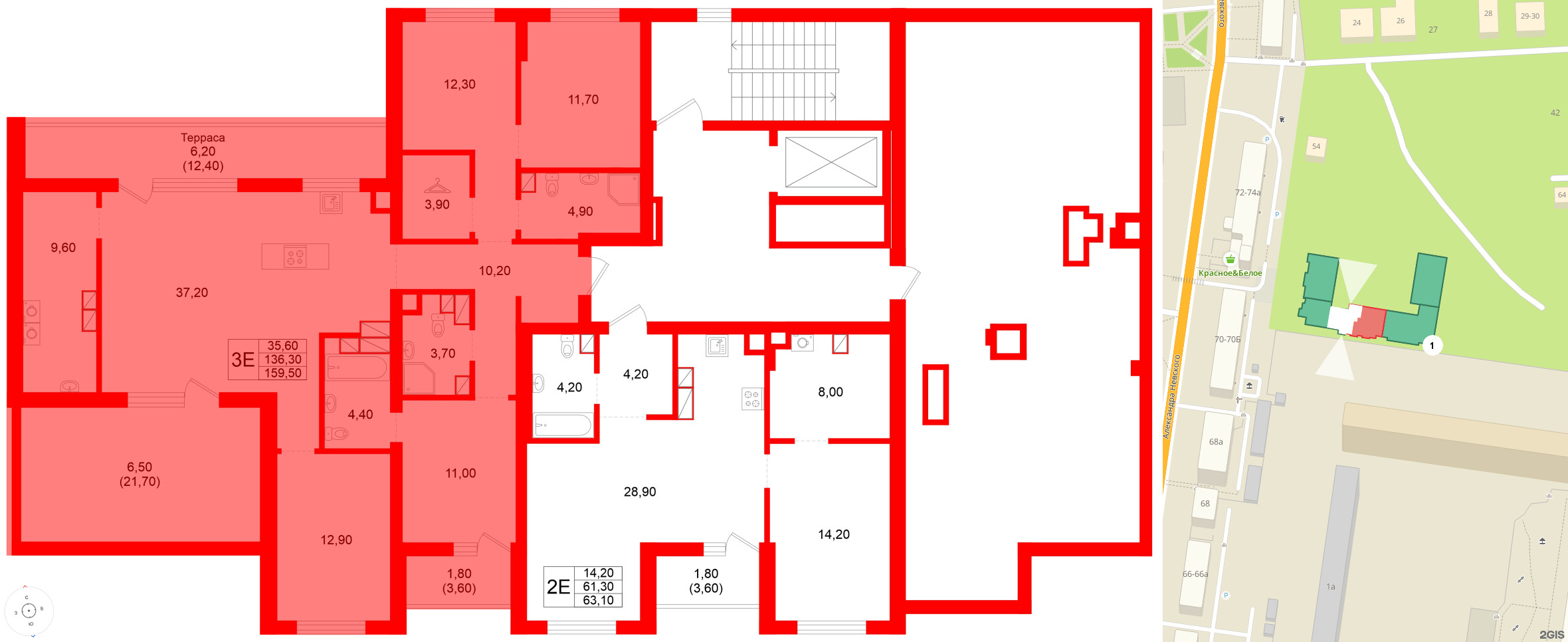 Квартира в ЖК Луччи, 3 комнатная, 159.5 м², 9 этаж