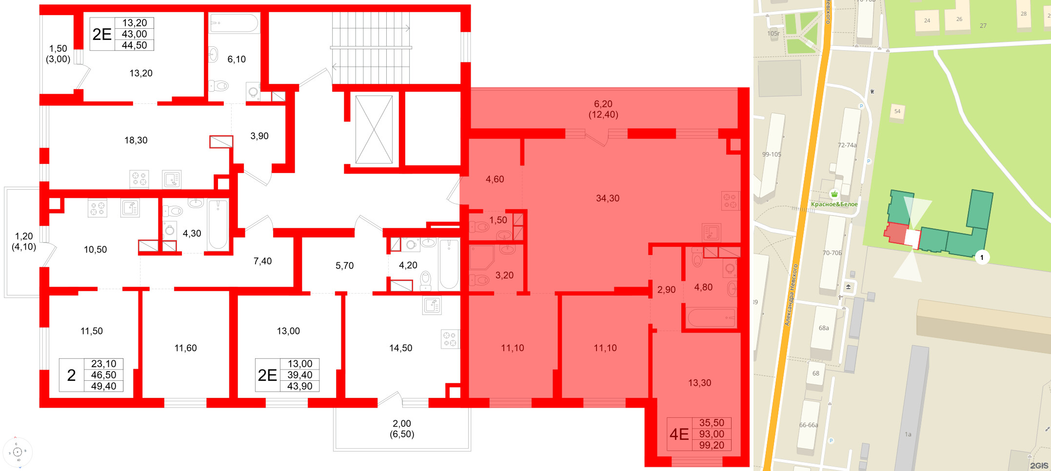 Квартира в ЖК Луччи, 3 комнатная, 99.2 м², 6 этаж