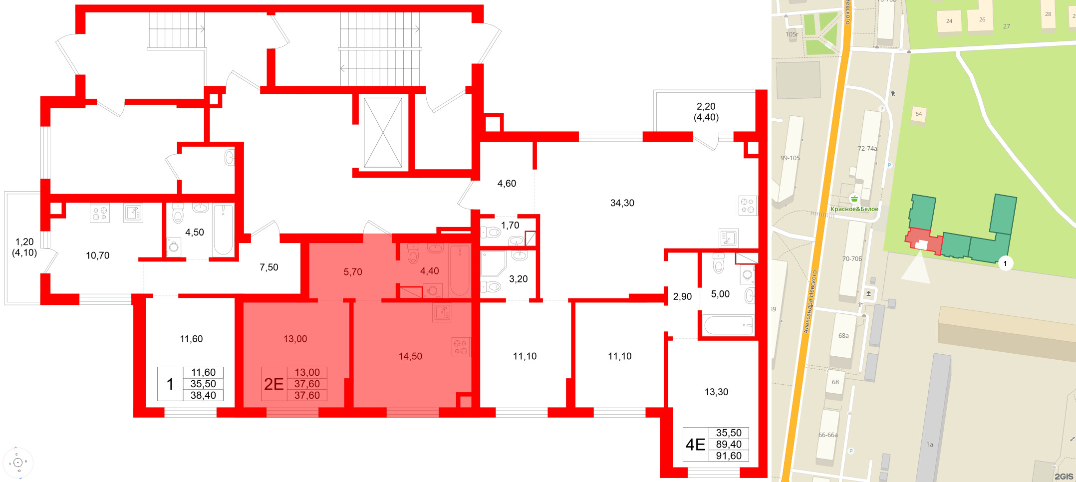Квартира в ЖК Луччи, 1 комнатная, 37.6 м², 1 этаж
