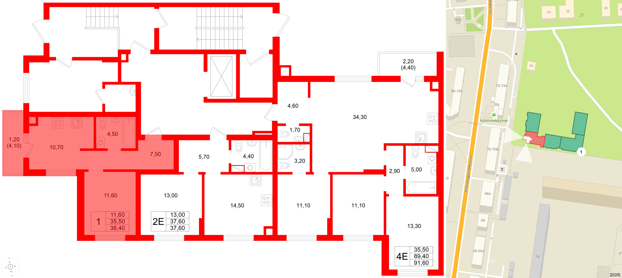 Квартира в ЖК Луччи, 1 комнатная, 38.4 м², 1 этаж