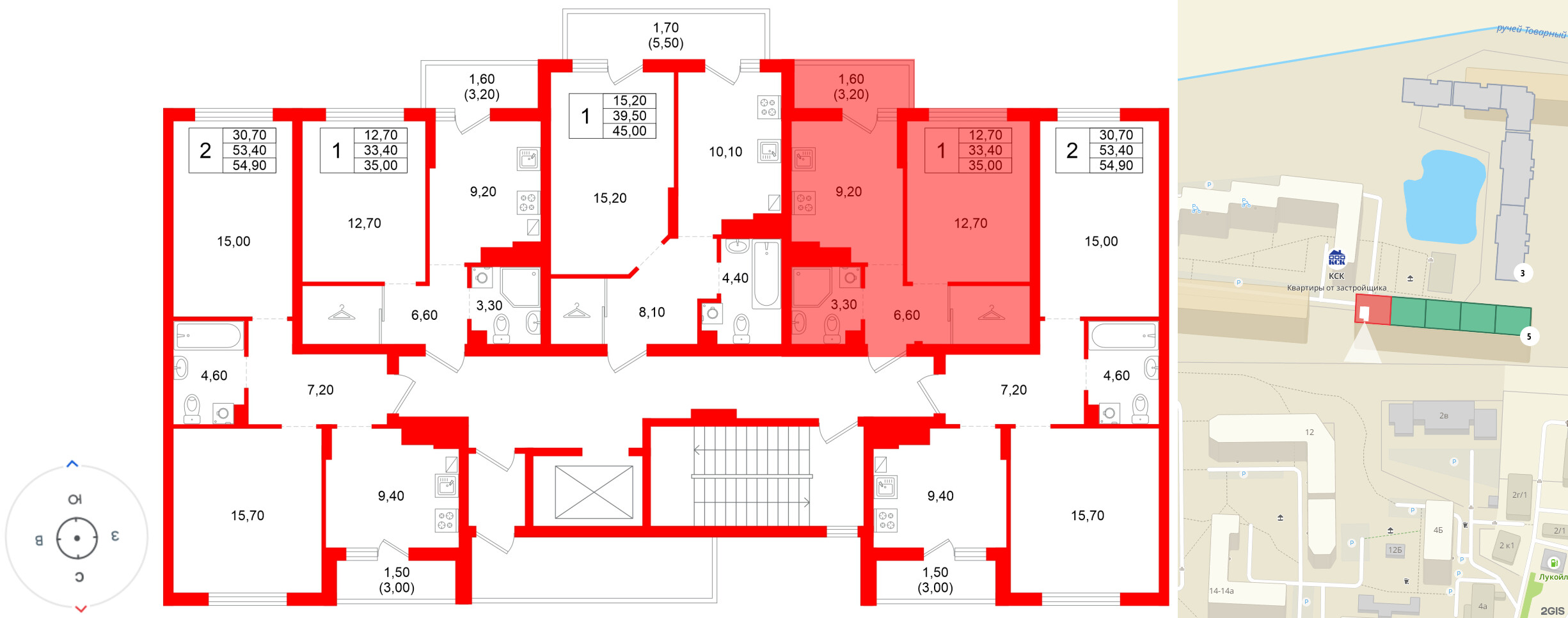 Квартира в ЖК Левада, 1 комнатная, 33.4 м², 9 этаж