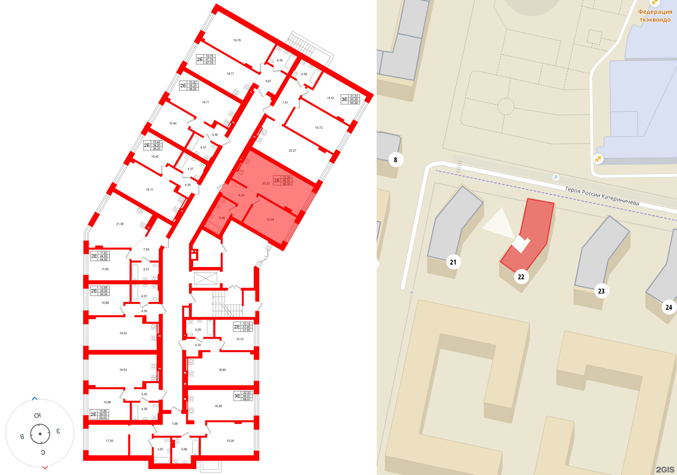 Квартира в ЖК «Включи», 1 комнатная, 46.33 м², 1 этаж