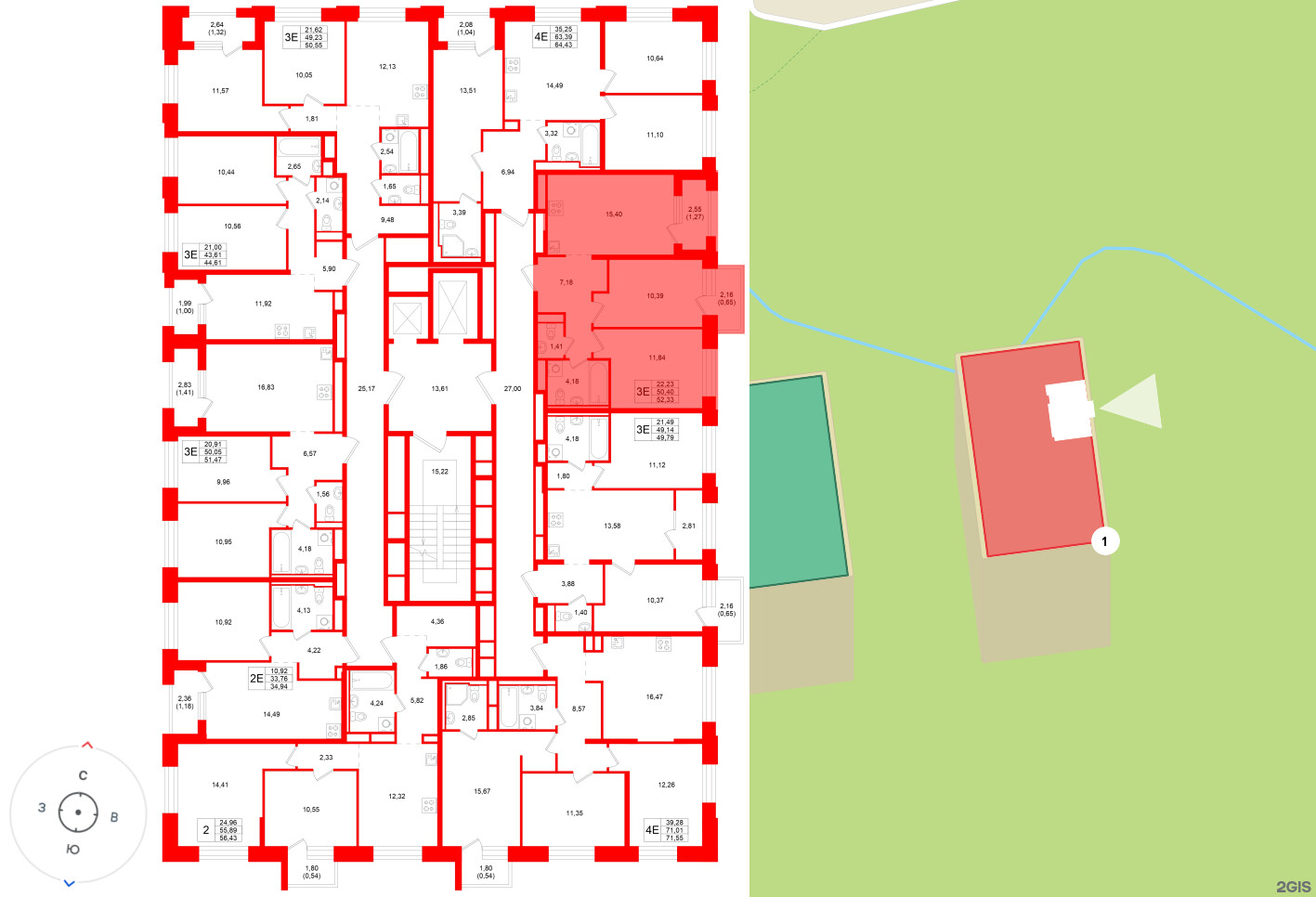 Квартира в ЖК «Кольский», 2 комнатная, 52.33 м², 12 этаж